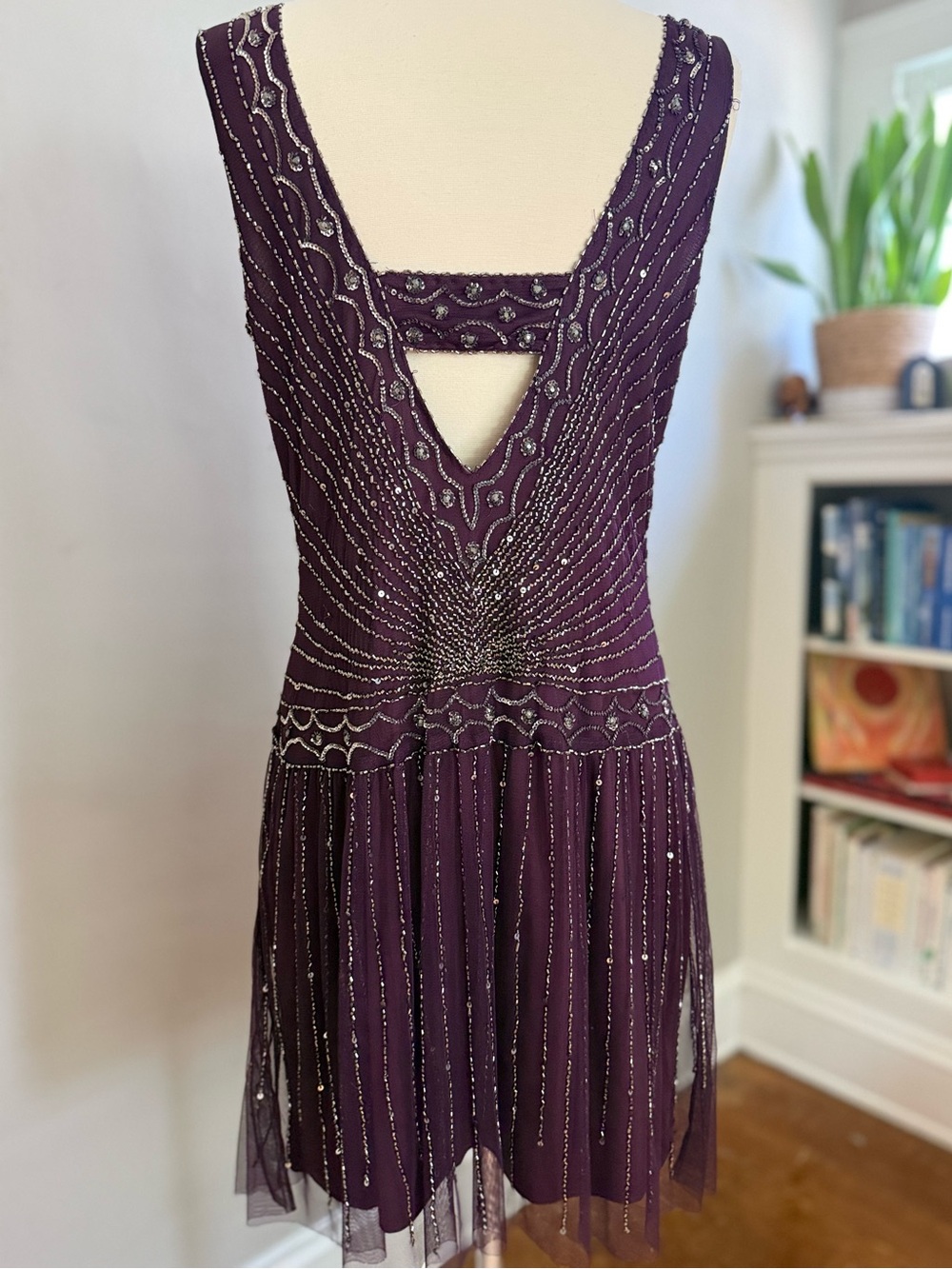 Adrianna Papell Beaded Gatsby Flapper Dress Size M/L Art Deco Costume Party - Picture 4 of 14